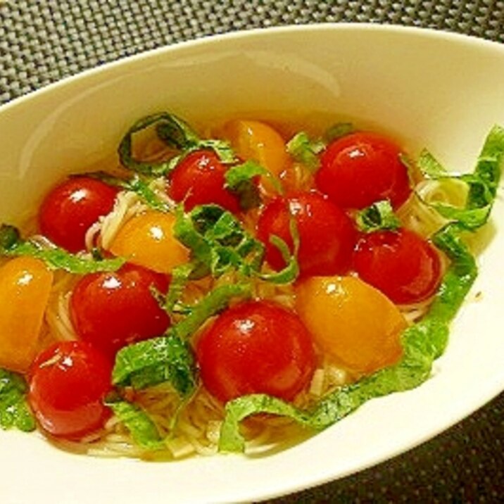 イタリアンでカラフル☆さっぱり大葉トマト素麺♪